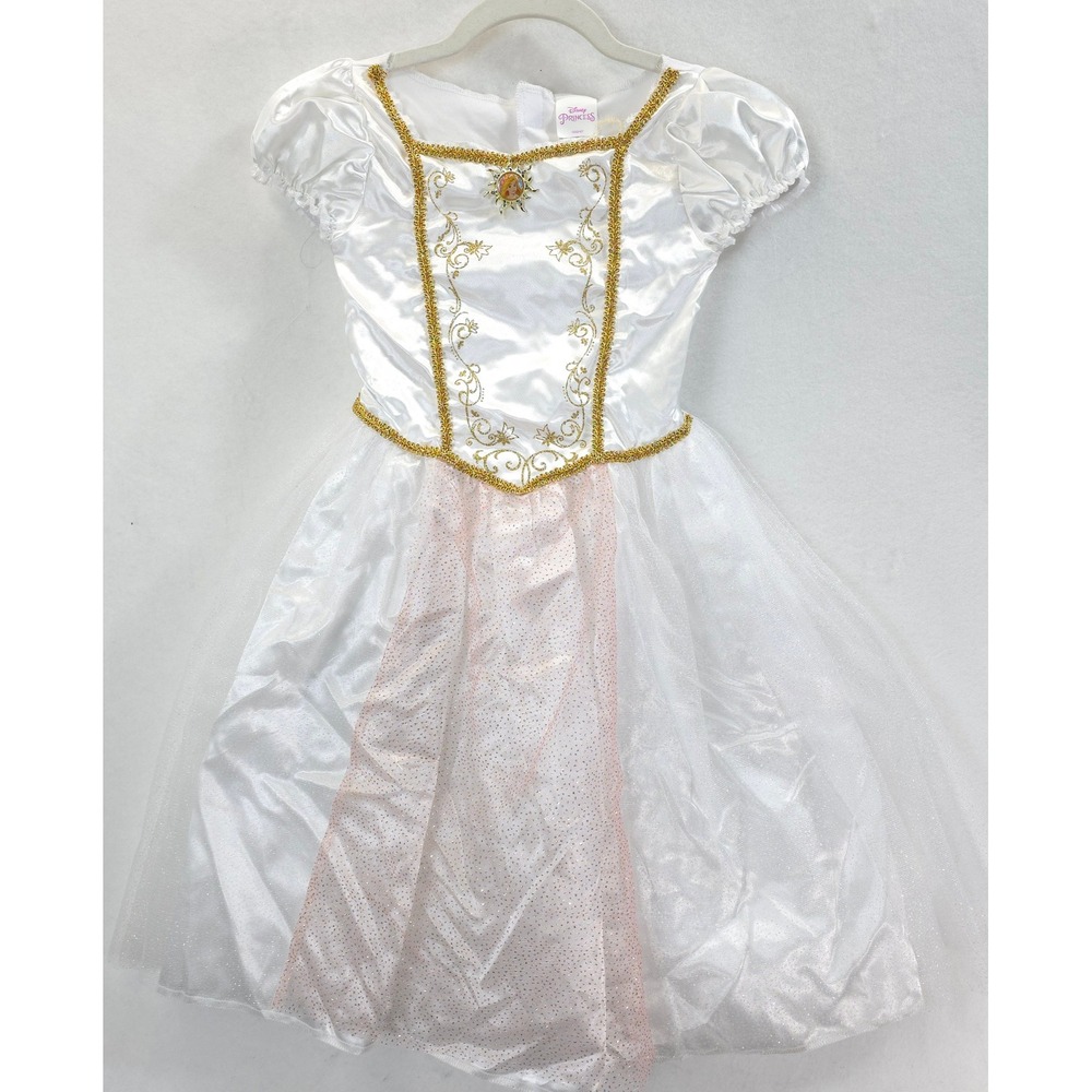 Disney Princess Rapunzel Dress Up Gown White Gold Girls Size 6/6X Princesscore